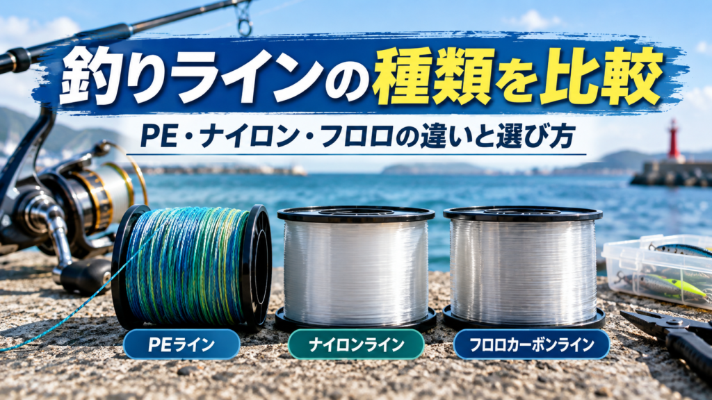釣りラインの種類を比較したPE・ナイロン・フロロカーボンライン