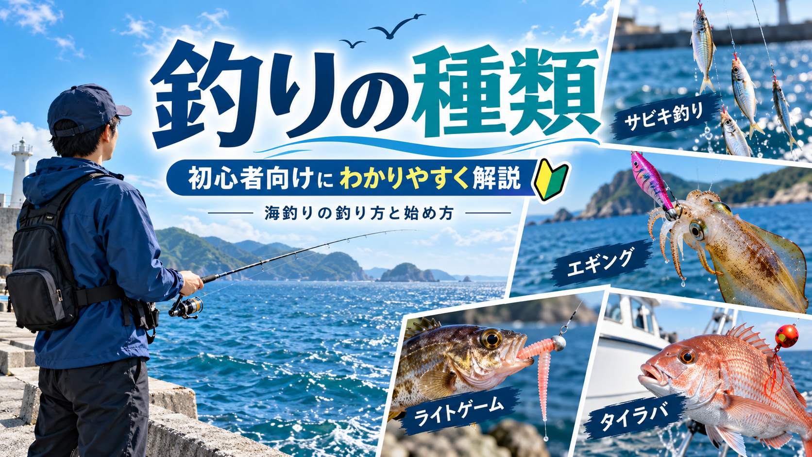 釣りの種類を初心者向けに解説する海釣りのイメージ