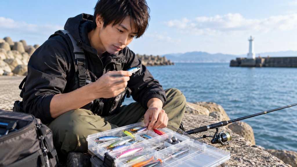 釣り場に合わせてルアーを選ぶ初心者アングラー