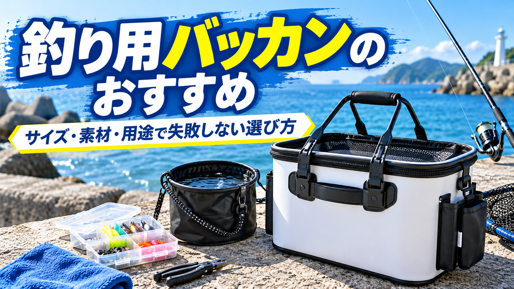 釣り用バッカンのおすすめとサイズ・素材・用途別の選び方を紹介するアイキャッチ画像