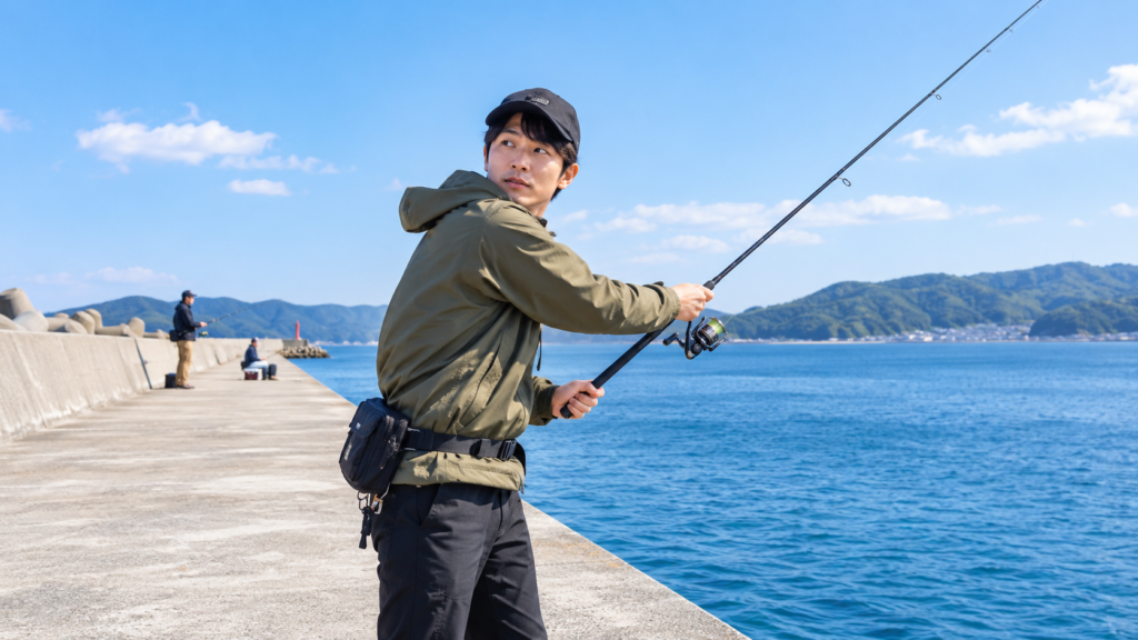 釣りのキャスト前に後方を確認する初心者の安全な投げ方