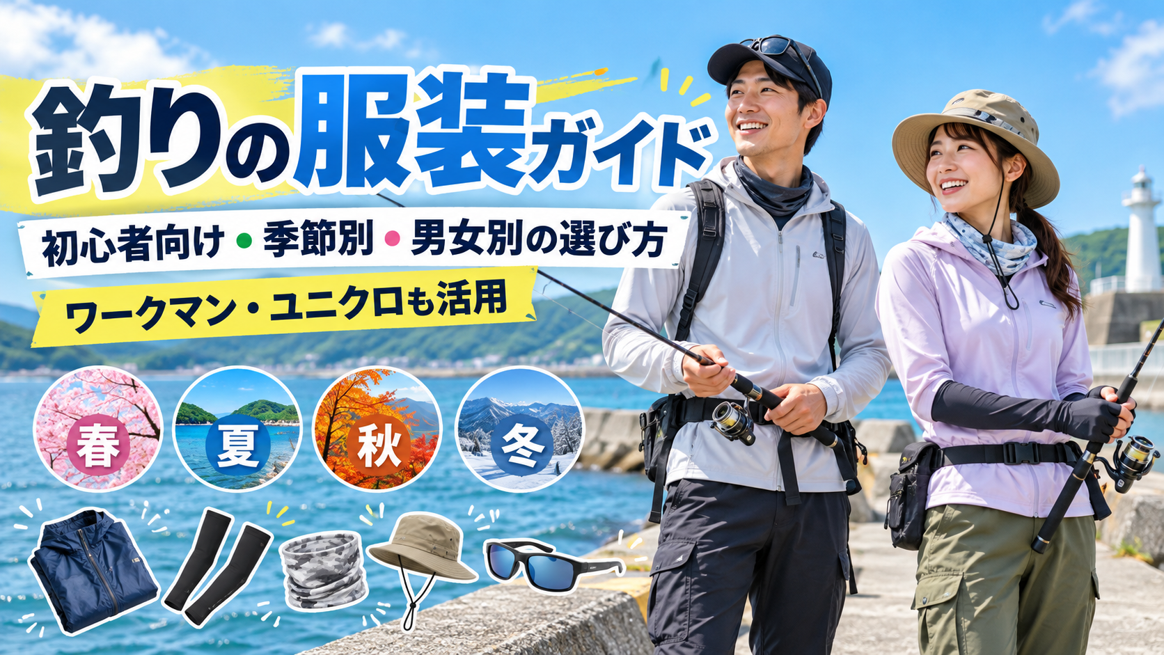 釣りの服装ガイド｜春夏秋冬の季節別・男女別コーデと初心者向けUVカットウェア・便利装備